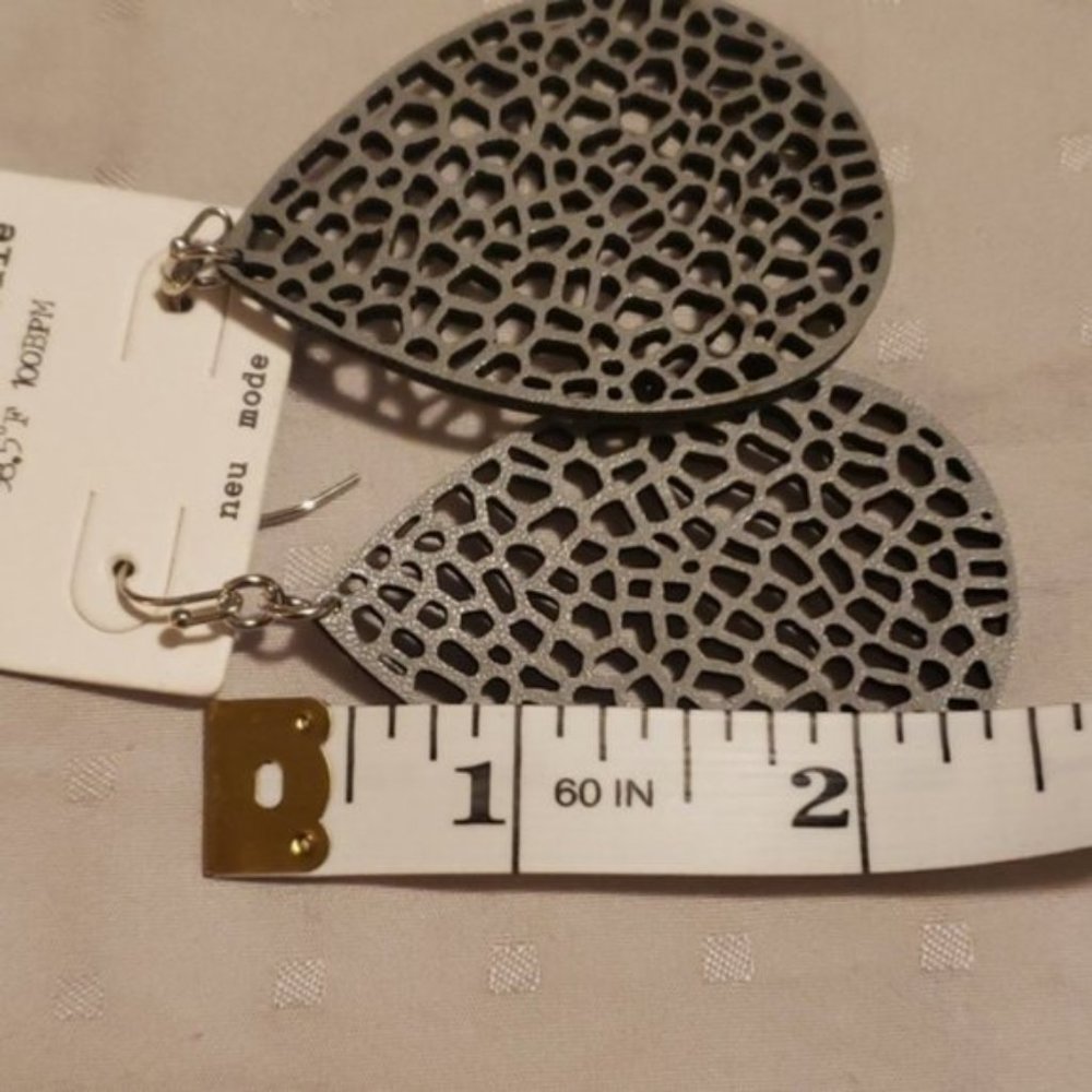 Leather Look Earrings - Picture 2 of 4